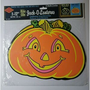 1993 Beistle Nite Glo Jack-O-Lanterns 3-12" New In Packaging